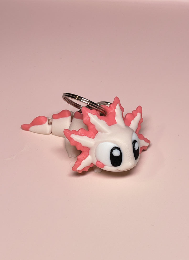 Axolotl 3D Printed Flexible Keychain