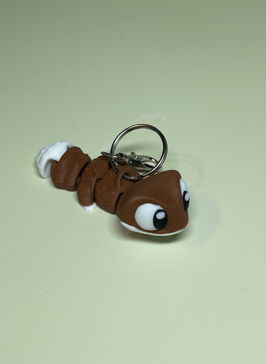 Gecko 3D Printed Flexible Keychain | Cute Lizard Toy Gift